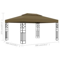 vidaXL Pavillon mit Doppeldach 3x4 m Taupe 180 g/m&sup2;