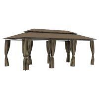 vidaXL Pavillon mit Vorhängen 600x298x270 cm Taupe...