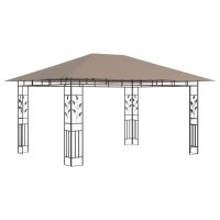 vidaXL Pavillon mit Moskitonetz 4x3x2,73 m Taupe 180 g/m&sup2;