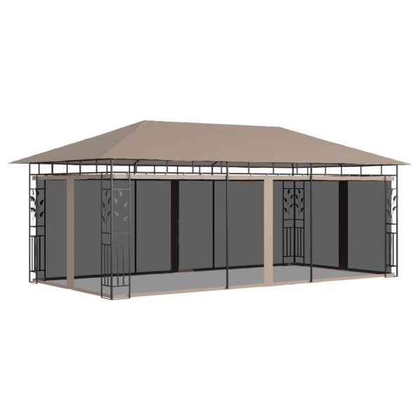 vidaXL Pavillon mit Moskitonetz 6x3x2,73 m Taupe 180 g/m&sup2;