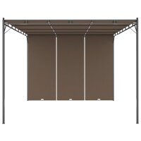 vidaXL Gartenpavillon mit Seitenvorhang 4x3x2,25 m Taupe