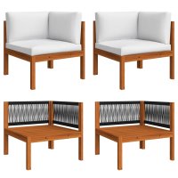 vidaXL Garten-Ecksofas 2 Stk. mit Auflagen Akazie Massivholz