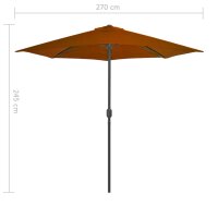 vidaXL Balkon-Sonnenschirm Alu-Mast Terrakotta 270x144x222cm Halbrund