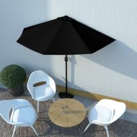 vidaXL Balkon-Sonnenschirm Alu-Mast Schwarz 270x144x222cm Halbrund