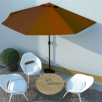 vidaXL Balkon-Sonnenschirm Alu-Mast Terrakotta 300x155x223cm Halbrund