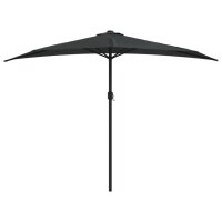 vidaXL Balkon-Sonnenschirm Alu-Mast Schwarz 300x155x223cm Halbrund