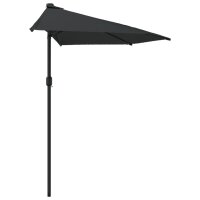 vidaXL Balkon-Sonnenschirm Alu-Mast Schwarz 300x155x223cm Halbrund