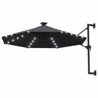 vidaXL Sonnenschirm Wandmontage mit LEDs Metallmast 300 cm Anthrazit