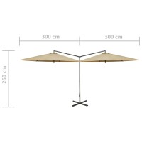 vidaXL Doppel-Sonnenschirm mit Stahlmast Taupe 600 cm