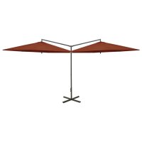 vidaXL Doppel-Sonnenschirm mit Stahlmast Terracotta-Rot 600 cm