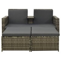 vidaXL 3-tlg. Garten-Lounge-Set mit Auflagen Poly Rattan...