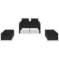 vidaXL 3-tlg. Garten-Lounge-Set mit Auflagen Poly Rattan...