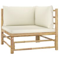 vidaXL 2-tlg. Garten-Lounge-Set mit Kissen Cremewei&szlig; Bambus