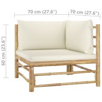 vidaXL 2-tlg. Garten-Lounge-Set mit Kissen Cremewei&szlig; Bambus