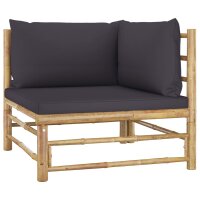 vidaXL 2-tlg. Garten-Lounge-Set mit Kissen Dunkelgrau Bambus