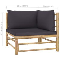 vidaXL 2-tlg. Garten-Lounge-Set mit Dunkelgrauen Kissen Bambus