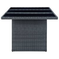 vidaXL Gartentisch Dunkelgrau Poly Rattan und Hartglas