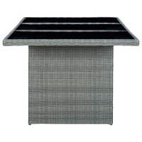 vidaXL Gartentisch Hellgrau Poly Rattan und Hartglas