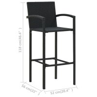 vidaXL Barhocker 4 Stk. Schwarz Poly Rattan