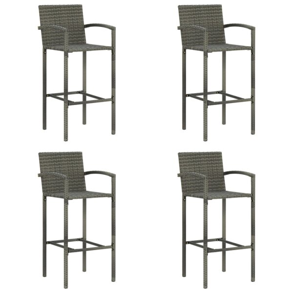 vidaXL Barhocker 4 Stk. Grau Poly Rattan