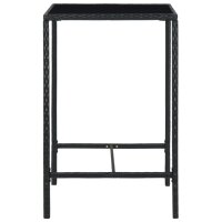 vidaXL Garten-Bartisch Schwarz 70x70x110 cm Poly Rattan und Glas