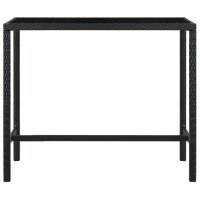 vidaXL Garten-Bartisch Schwarz 130x60x110 cm Poly Rattan und Glas