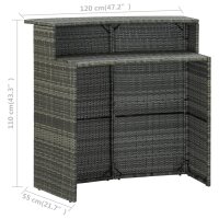 vidaXL Garten-Bartisch Grau 120x55x110 cm Poly Rattan