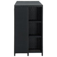 vidaXL Bartisch mit Regal Schwarz 120x60x110 cm Poly Rattan