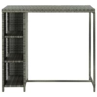 vidaXL Bartisch mit Regal Grau 120x60x110 cm Poly Rattan