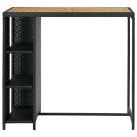 vidaXL Bartisch mit Regal Schwarz 120x60x110 cm Poly Rattan