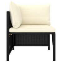 vidaXL Modular-Ecksofa mit Kissen Schwarz Poly Rattan