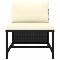 vidaXL 3-Sitzer-Gartensofa mit Auflagen Schwarz Poly Rattan