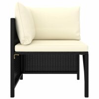 vidaXL 4-Sitzer-Gartensofa mit Auflagen Schwarz Poly Rattan