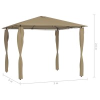 vidaXL Pavillon mit Pfostenabdeckungen 3x3x2,6 m Taupe 160 g/m&sup2;