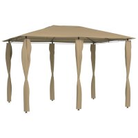 vidaXL Pavillon mit Pfostenabdeckungen 3x4x2,6 m Taupe 160 g/m&sup2;