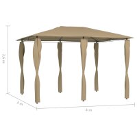 vidaXL Pavillon mit Pfostenabdeckungen 3x4x2,6 m Taupe 160 g/m&sup2;