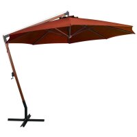 vidaXL Ampelschirm mit Mast Terracotta-Rot 3,5x2,9 m Massivholz Tanne