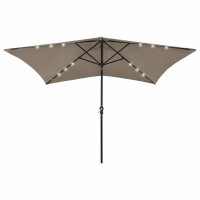 vidaXL Sonnenschirm mit LEDs und Stahl-Mast Taupe 2x3 m