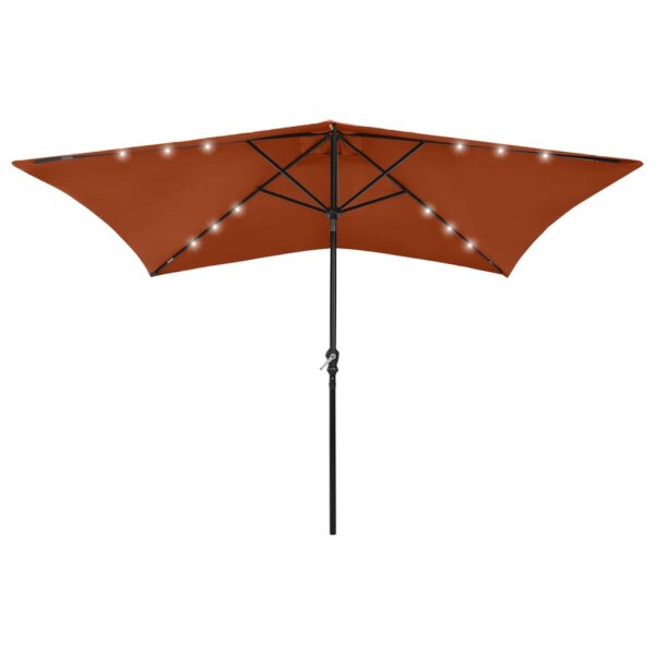 vidaXL Sonnenschirm mit LEDs und Stahl-Mast Terracotta-Rot 2x3 m