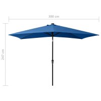 vidaXL Sonnenschirm mit LEDs und Stahl-Mast Azurblau 2x3 m