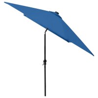 vidaXL Sonnenschirm mit LEDs und Stahl-Mast Azurblau 2x3 m