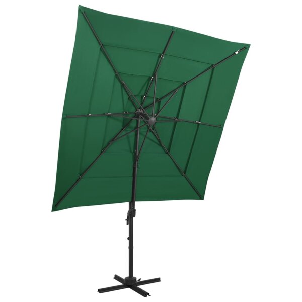 vidaXL Sonnenschirm mit Aluminium-Mast 4-lagig Gr&uuml;n 250x250 cm