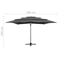 vidaXL Sonnenschirm mit Aluminium-Mast 4-lagig Anthrazit 250x250 cm