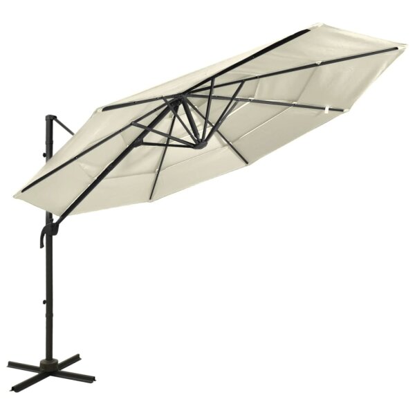 vidaXL Sonnenschirm mit Aluminium-Mast 4-lagig Sandfarben 3x3 m