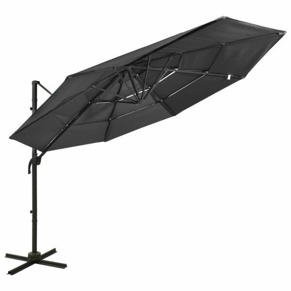 vidaXL Sonnenschirm mit Aluminium-Mast 4-lagig Anthrazit 3x3 m