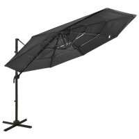 vidaXL Sonnenschirm mit Aluminium-Mast 4-lagig Anthrazit...