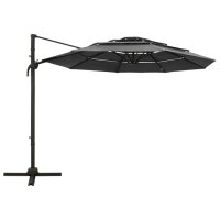 vidaXL Sonnenschirm mit Aluminium-Mast 4-lagig Anthrazit 3x3 m