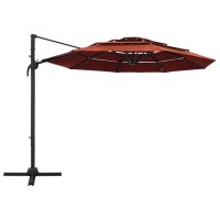 vidaXL Sonnenschirm mit Aluminium-Mast 4-lagig Terrakottarot 3x3 m