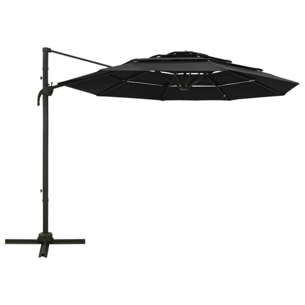 vidaXL Sonnenschirm mit Aluminium-Mast 4-lagig Schwarz 3x3 m