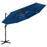 vidaXL Sonnenschirm mit Aluminium-Mast 4-lagig Azurblau 3x3 m